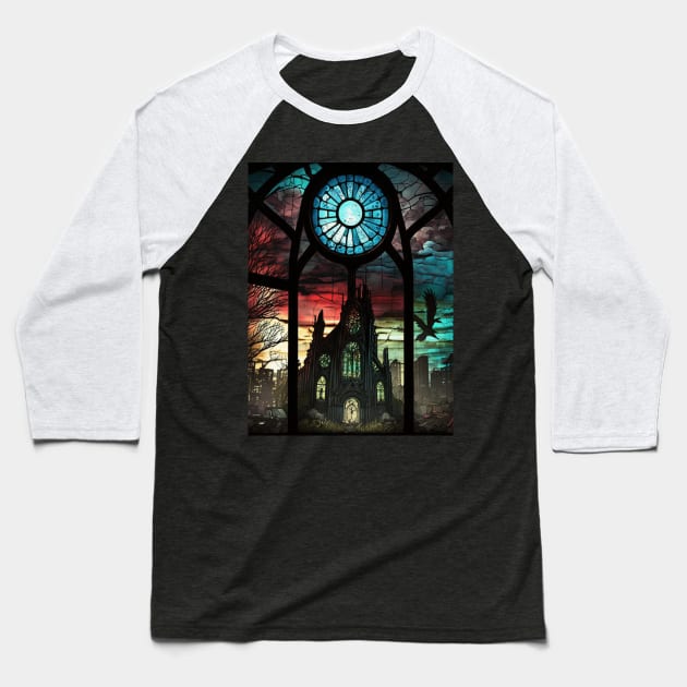 Stained Glass Tristram Cathedral Baseball T-Shirt by Nightarcade